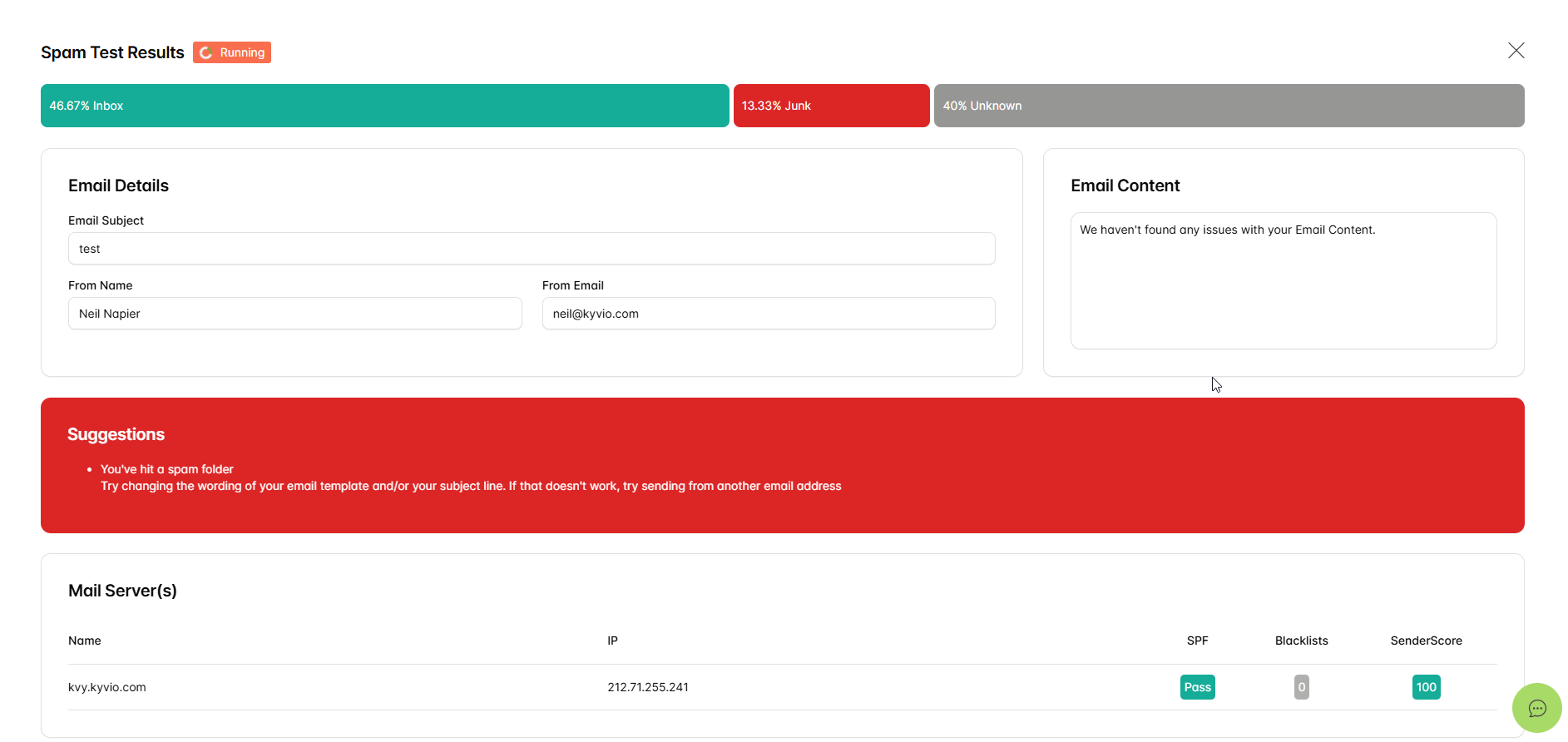 Built-in deliverability testing