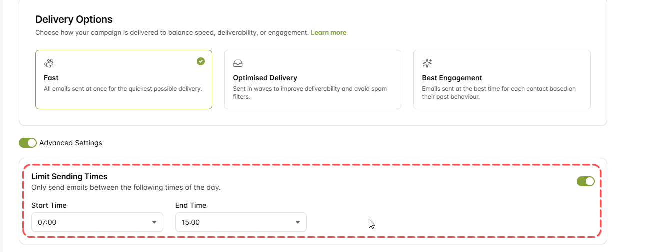 Limit Sending Times