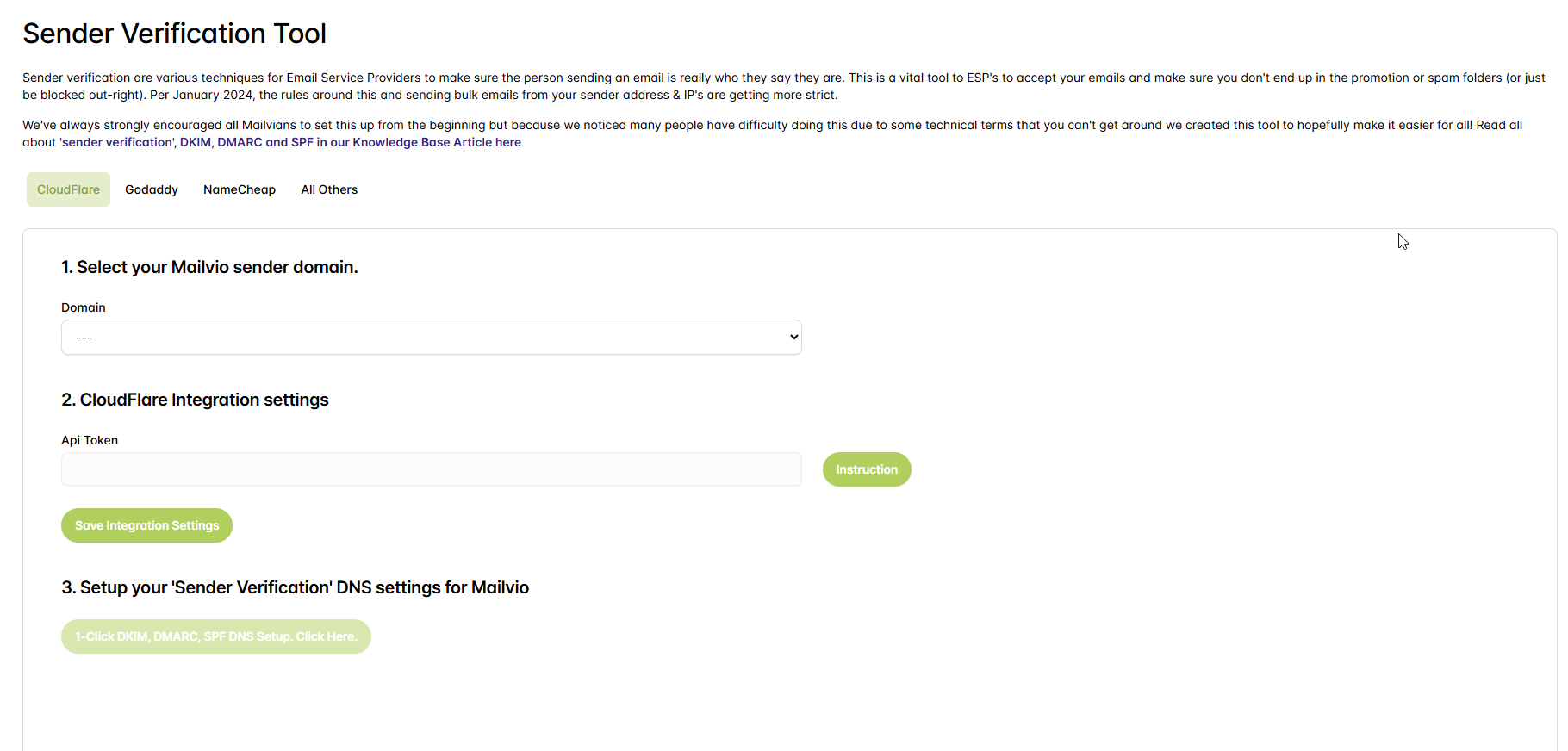 Built-in 'Sender Verification Setup'