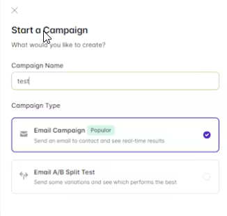 Campaign Setup Interface